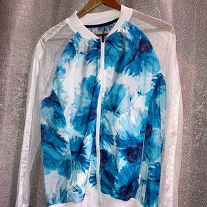 Fabletics Blue Flower Windbreaker w/ Mesh Sleeves